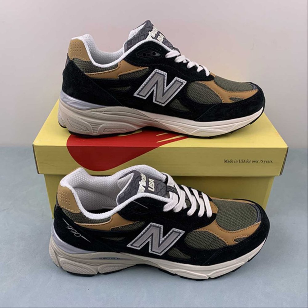 New Balance 990v3 MiUSA Black Tan Mens Sneakers